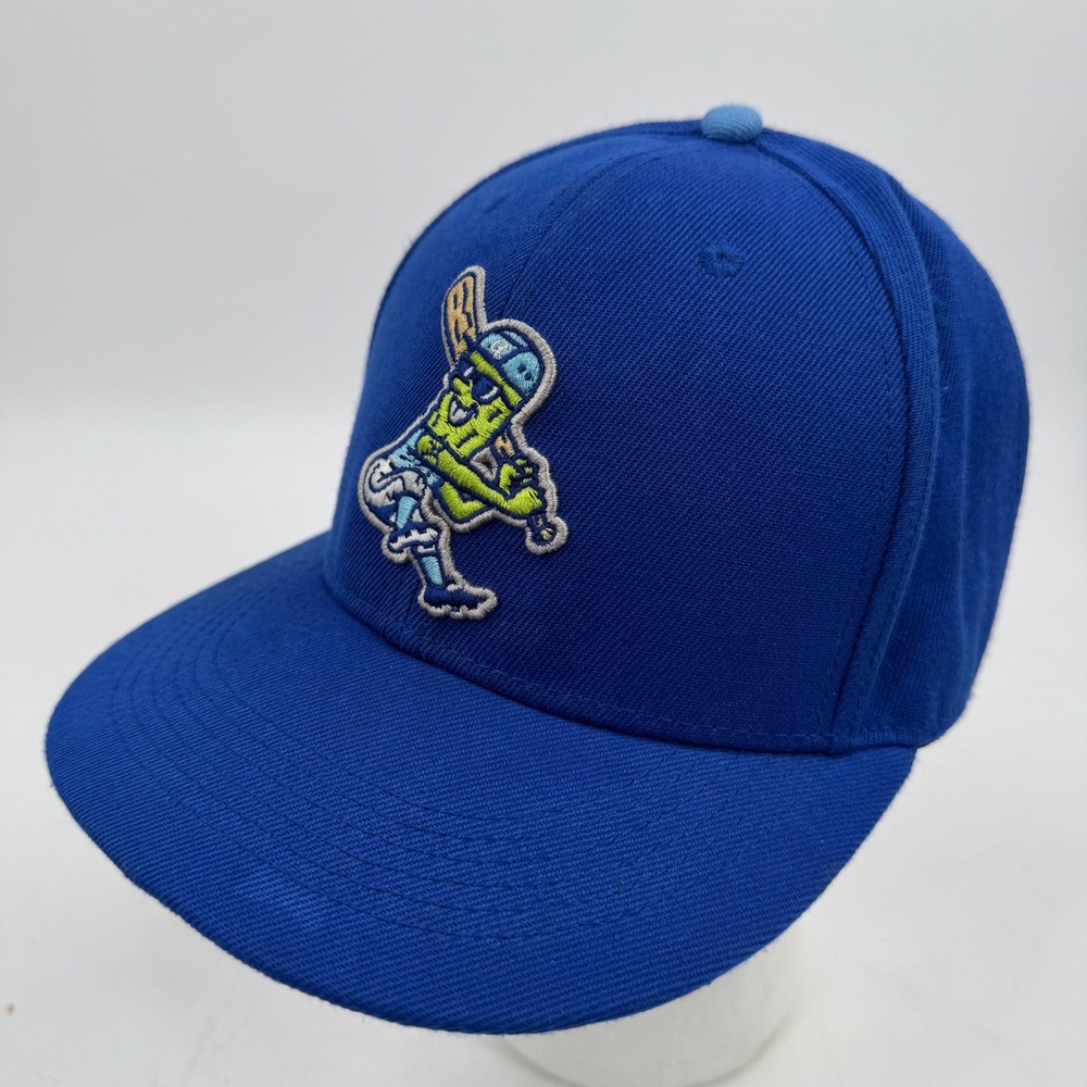 Portland Gherkins Cap Blue Baseball Player Logo Size 7‎ 1/8 Fitted Pickles